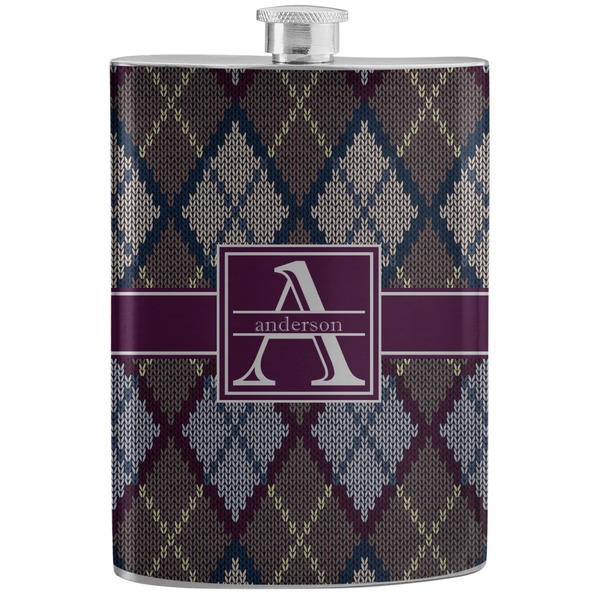 Custom Knit Argyle Stainless Steel Flask (Personalized)