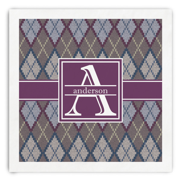 Custom Knit Argyle Paper Dinner Napkins (Personalized)
