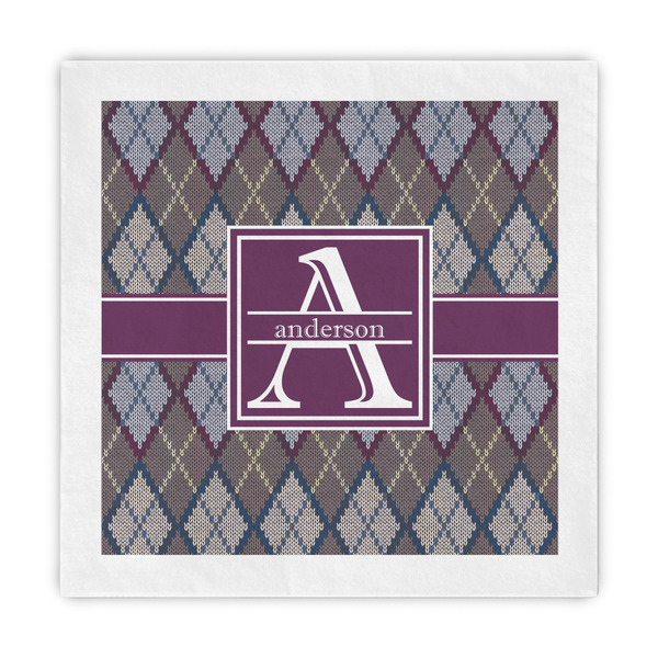 Custom Knit Argyle Standard Decorative Napkins (Personalized)