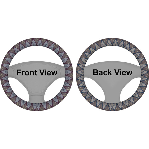 Knit Argyle Steering Wheel Cover- Front and Back