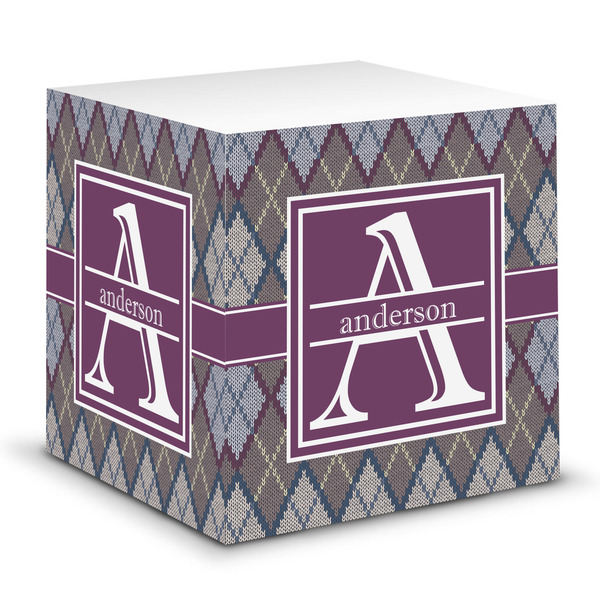Custom Knit Argyle Sticky Note Cube (Personalized)