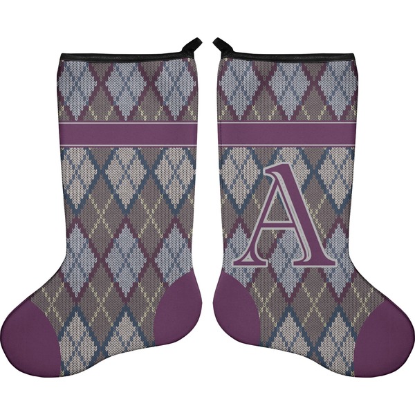Custom Knit Argyle Holiday Stocking - Double-Sided - Neoprene (Personalized)