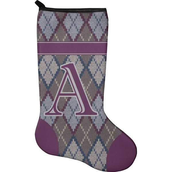 Custom Knit Argyle Holiday Stocking - Single-Sided - Neoprene (Personalized)