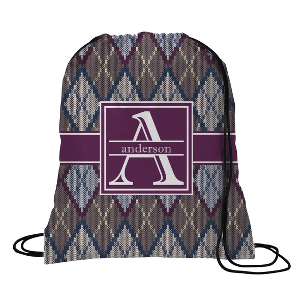 Custom Knit Argyle Drawstring Backpack - Large (Personalized)