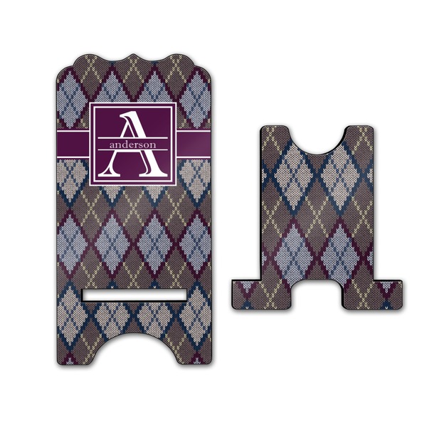 Knit Argyle Stylized Phone Stand - Front & Back - Large