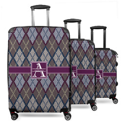 Knit Argyle 3 Piece Luggage Set - 20" Carry On, 24" Medium Checked, 28" Large Checked (Personalized)