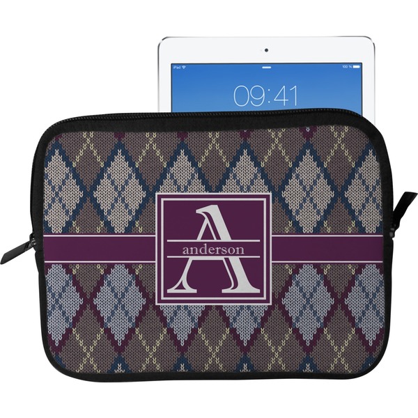 Custom Knit Argyle Tablet Case / Sleeve - Large (Personalized)