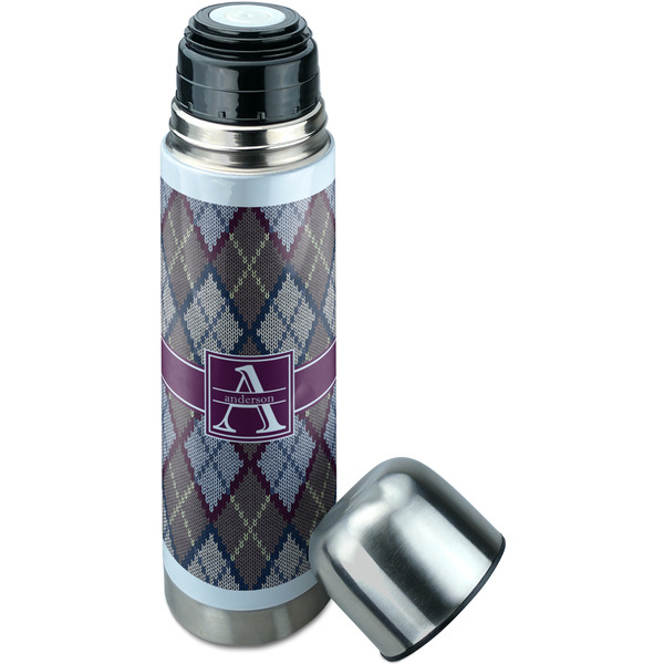 Knit Argyle Thermos - Lid Off