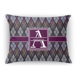 Knit Argyle Rectangular Throw Pillow Case - 12"x18" (Personalized)