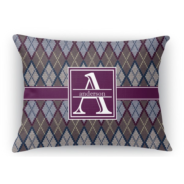 Custom Knit Argyle Rectangular Throw Pillow Case (Personalized)