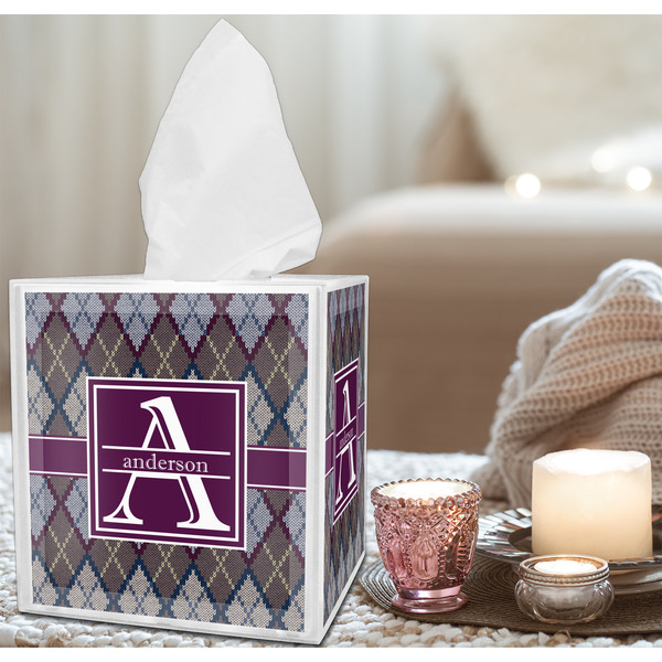 Knit Argyle Tissue Box - LIFESTYLE