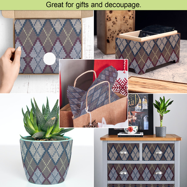 Knit Argyle Tissue Paper - In Use Collage