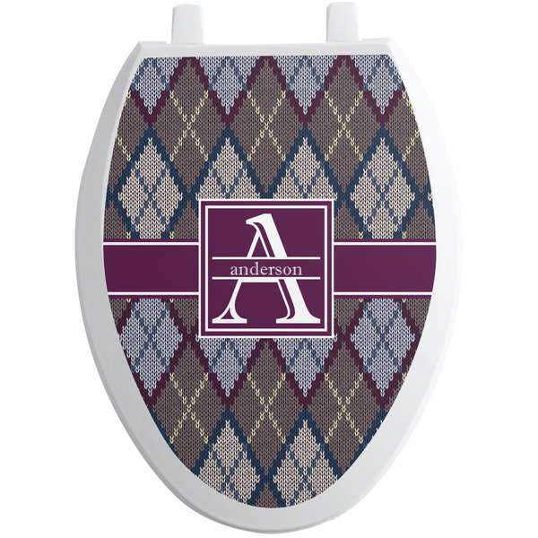 Custom Knit Argyle Toilet Seat Decal - Elongated (Personalized)