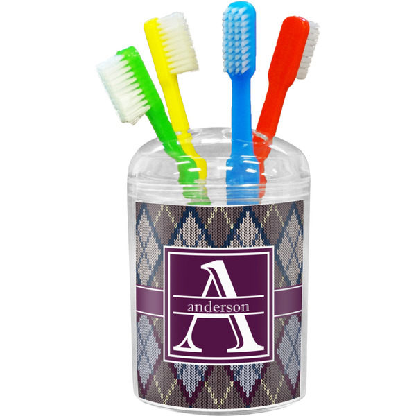 Custom Knit Argyle Toothbrush Holder (Personalized)