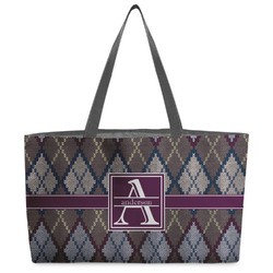 Knit Argyle Beach Totes Bag - w/ Black Handles (Personalized)