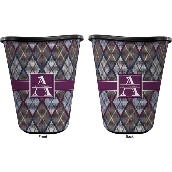 Knit Argyle Trash Can Black - Front and Back - Apvl