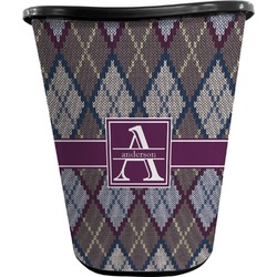Knit Argyle Waste Basket - Single Sided (Black) (Personalized)