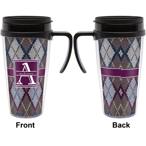 Knit Argyle Travel Mug with Black Handle - Approval