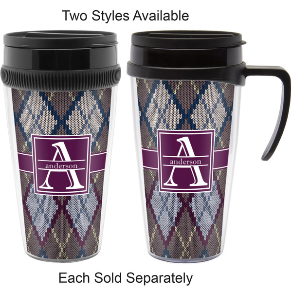 Knit Argyle Travel Mugs - with & without Handle