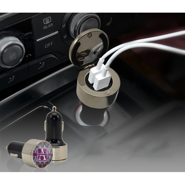 Knit Argyle USB Car Charger - in cigarette plug