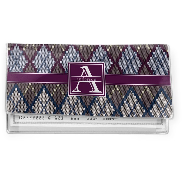 Custom Knit Argyle Vinyl Checkbook Cover (Personalized)