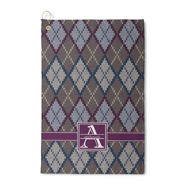 Custom Knit Argyle Waffle Weave Golf Towel (Personalized)