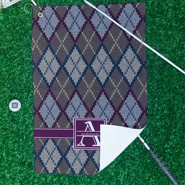 Knit Argyle Waffle Weave Golf Towel - In Context