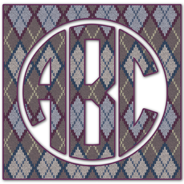 Custom Knit Argyle Monogram Decal - Small (Personalized)
