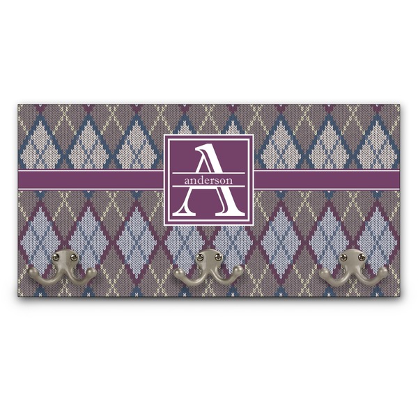 Custom Knit Argyle Wall Mounted Coat Rack (Personalized)