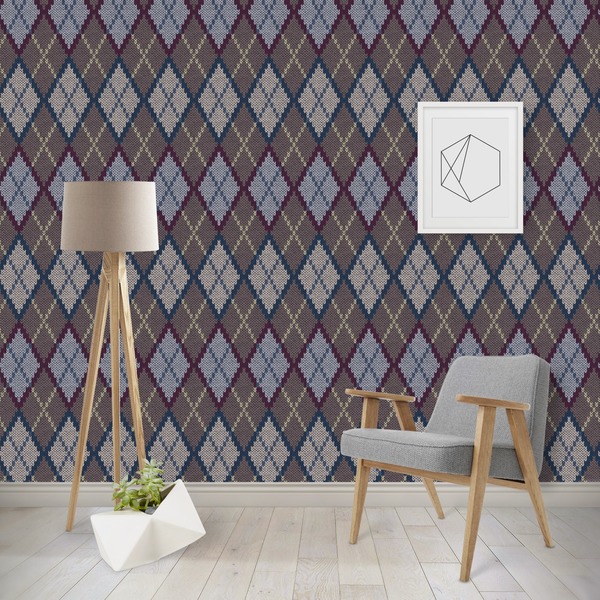 Custom Knit Argyle Wallpaper & Surface Covering (Water Activated - Removable)
