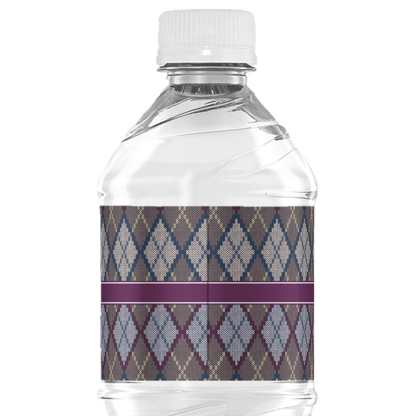 Knit Argyle Water Bottle Label - Back View
