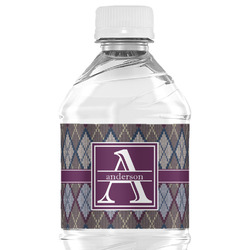 Knit Argyle Water Bottle Labels - Custom Sized (Personalized)