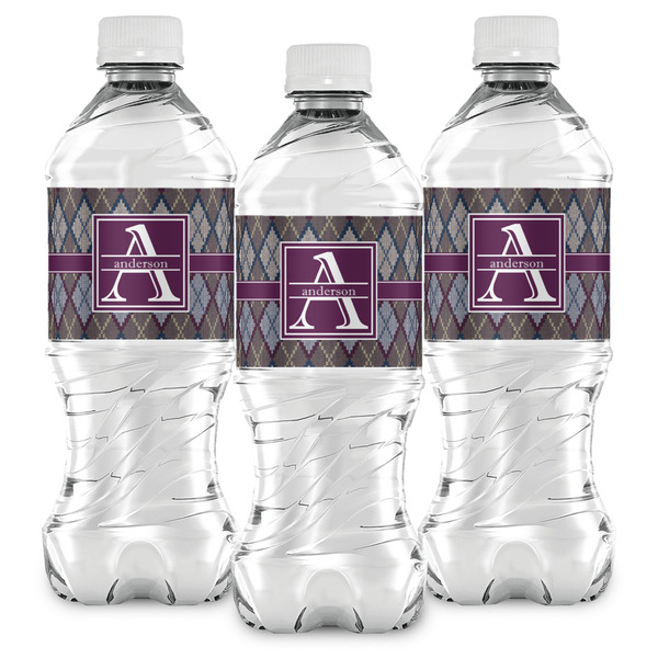 Knit Argyle Water Bottle Labels - Front View
