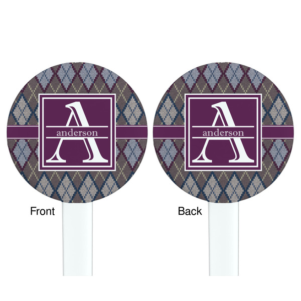 Knit Argyle White Plastic 7" Stir Stick - Double Sided - Round - Front & Back