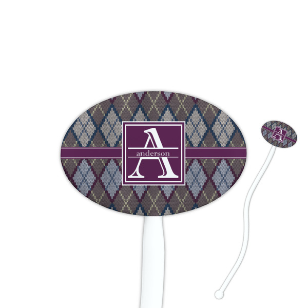 Custom Knit Argyle Oval Plastic Stir Sticks (Personalized)