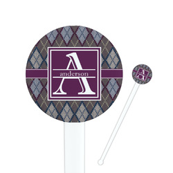 Knit Argyle 7" Round Plastic Stir Sticks - White - Double Sided (Personalized)