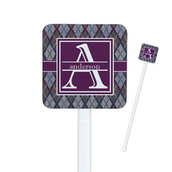 Knit Argyle Square Plastic Stir Sticks - Double Sided (Personalized)
