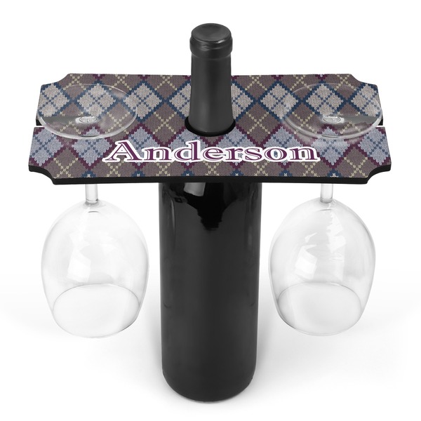 Custom Knit Argyle Wine Bottle & Glass Holder (Personalized)