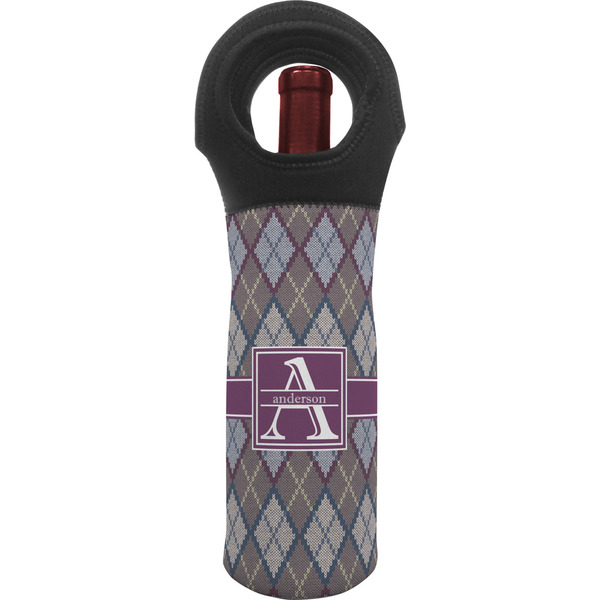 Custom Knit Argyle Wine Tote Bag (Personalized)