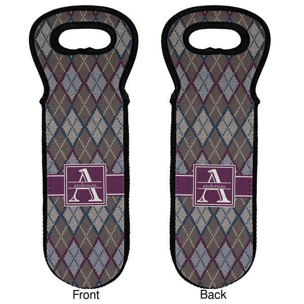 Knit Argyle Wine Tote Front & Back