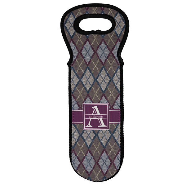 Custom Knit Argyle Wine Tote Bag (Personalized)
