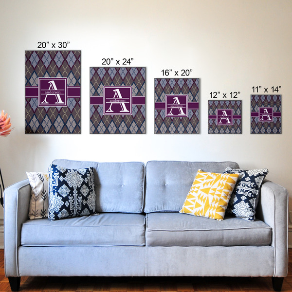 Knit Argyle Wood Prints - Size Comparison