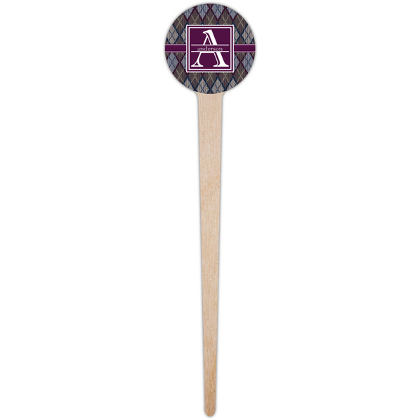 Knit Argyle Wooden 4" Food Pick - Round - Single Pick