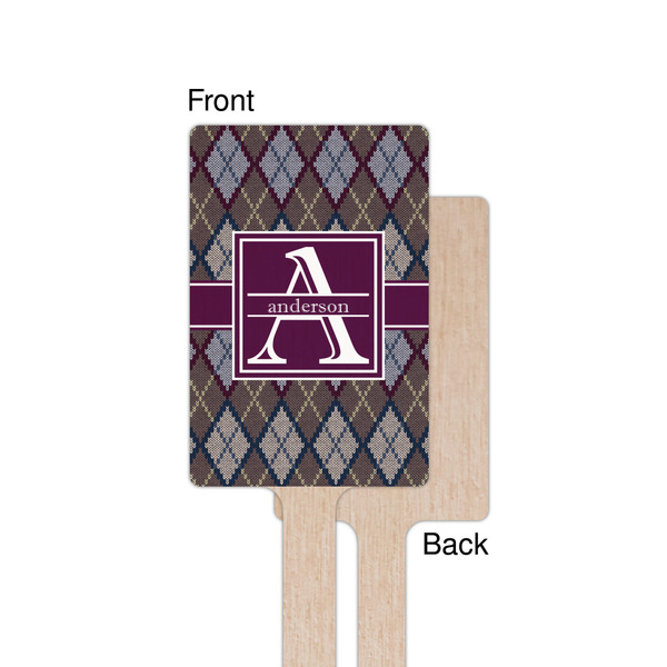 Knit Argyle Wooden 6.25" Stir Stick - Rectangular - Single - Front & Back