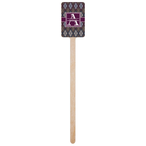 Knit Argyle Wooden 6.25" Stir Stick - Rectangular - Single Stick