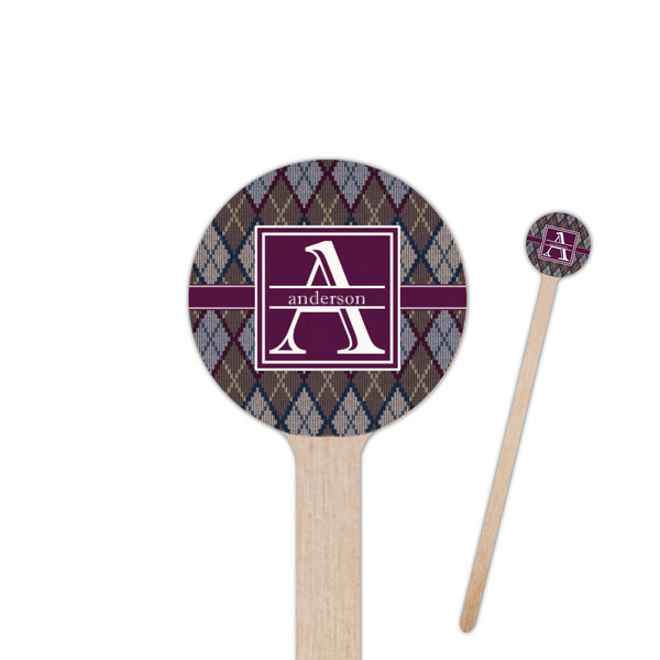 Custom Knit Argyle Round Wooden Stir Sticks (Personalized)