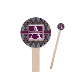 Knit Argyle 7.5" Round Wooden Stir Sticks - Single Sided (Personalized)