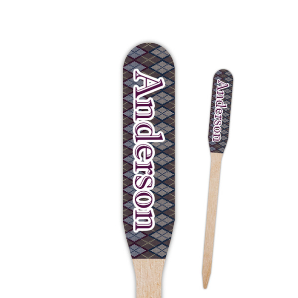 Custom Knit Argyle Paddle Wooden Food Picks (Personalized)