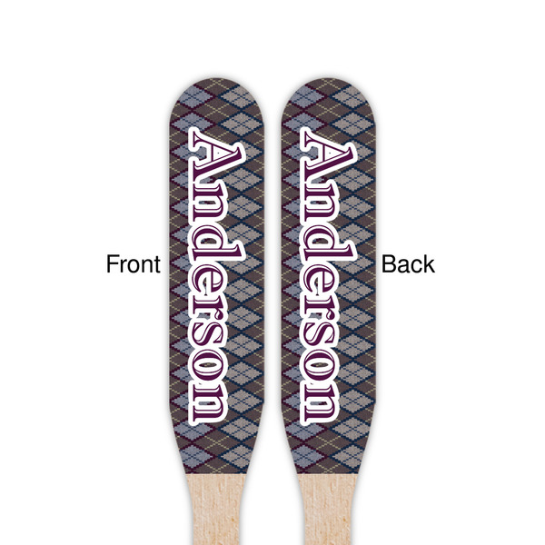 Knit Argyle Wooden Food Pick - Paddle - Double Sided - Front & Back