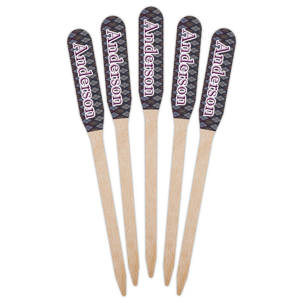 Knit Argyle Wooden Food Pick - Paddle - Fan View